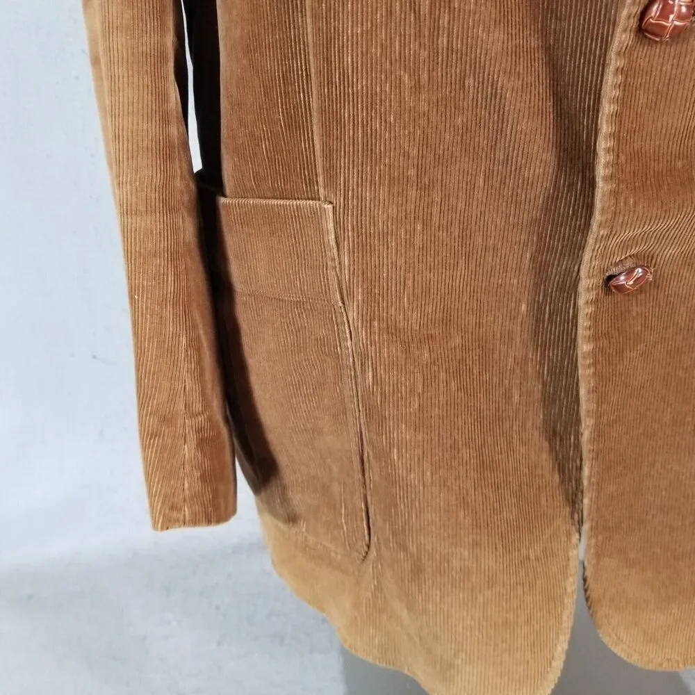 Brad Whitney sport coat jacket men's 46L‎ brown corduroy vintage cotton